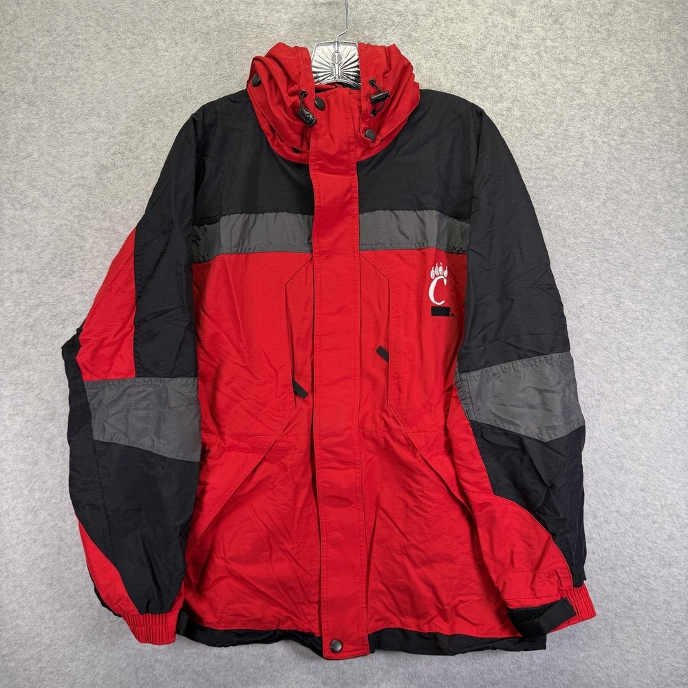 Vintage Cincinnati Bearcats Jacket Mens Large Red NCAA Basketball Pro Player 90s
